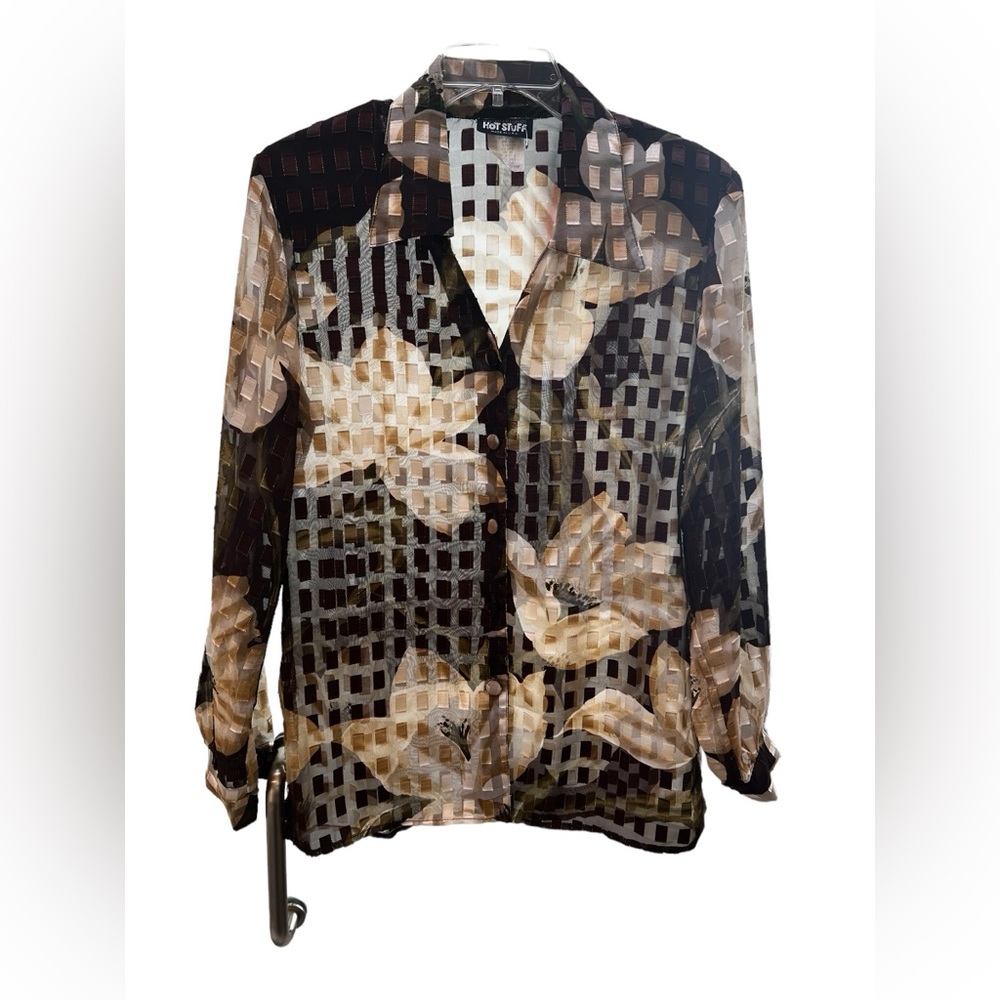 Vintage Hot Stuff Button Down Sheer Collared Shirt Size M